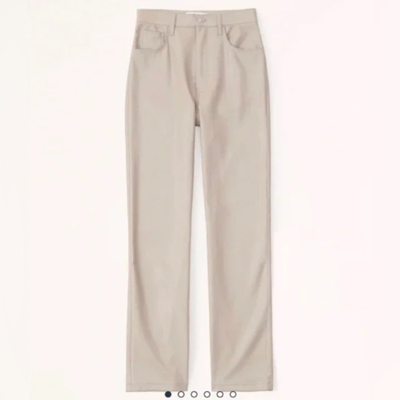 Abercrombie Vegan Leather Beige Pants - Picture 6 of 11